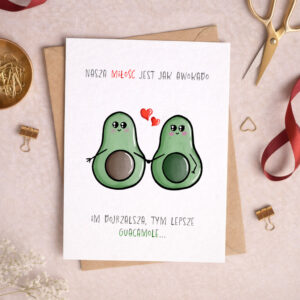 kartka walentynkowa awokado guacamole z wyznaniem miłości