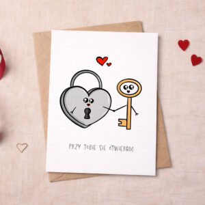 Kartka walentynkowa Kłódka i klucz "otwieram się przy Tobie"